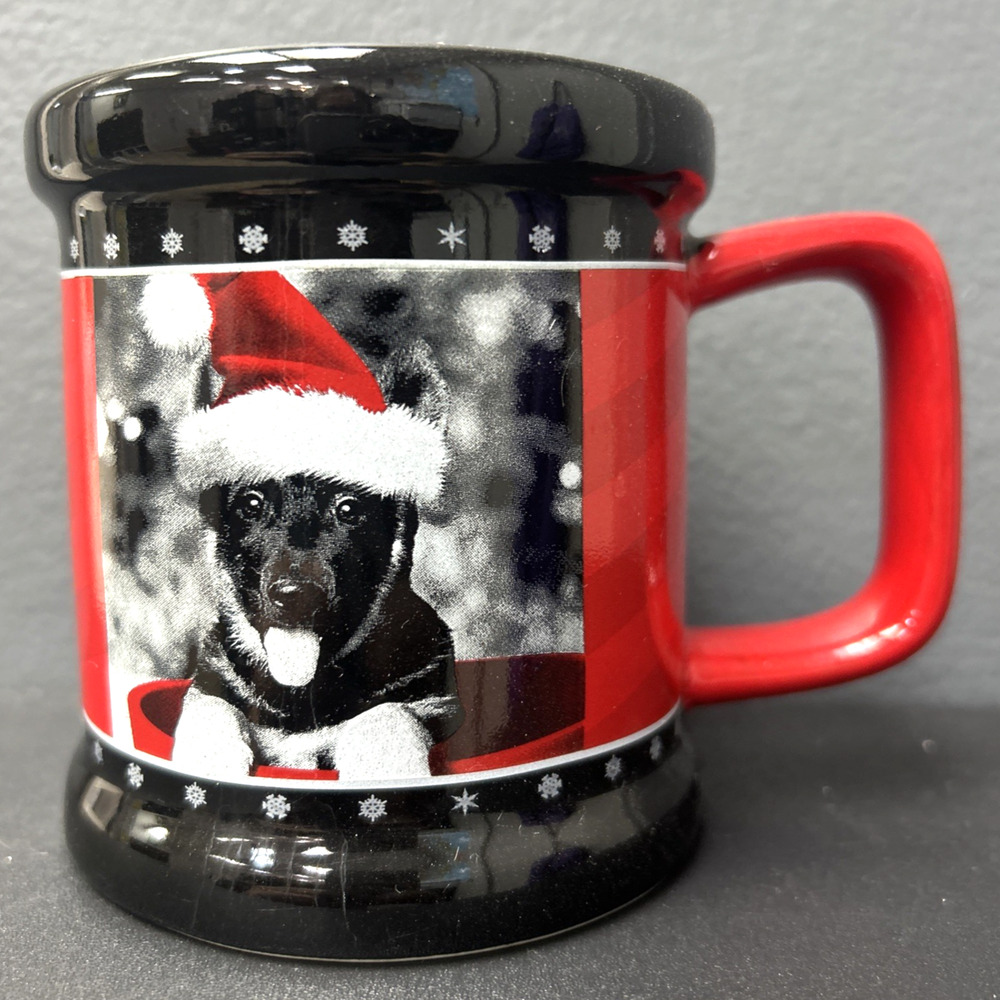 Keith Kimberlin German Shepherd Puppy Christmas Coffee Cocoa Tea Black Red Mug